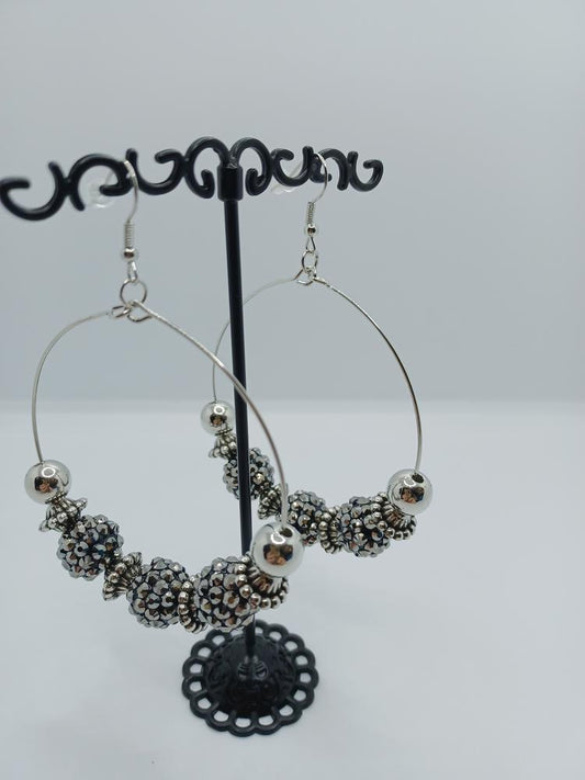 Hematite Openfaced Hoop Earring
