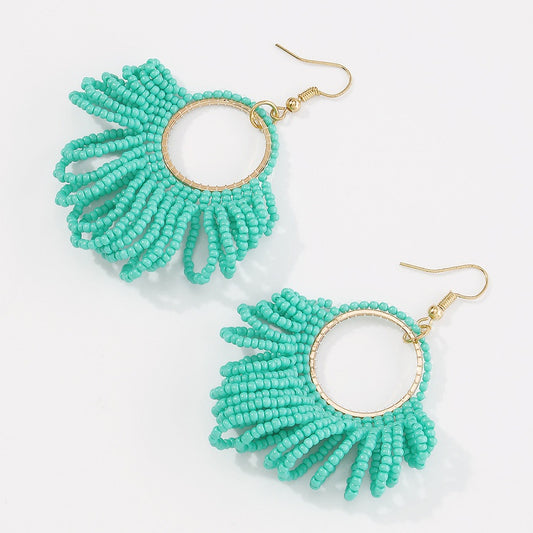 Teal Seabeaded Earrings