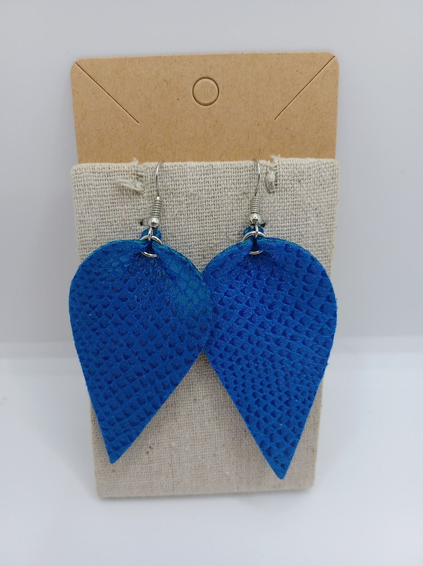 Leather Style Reverse Teardrop Earrings