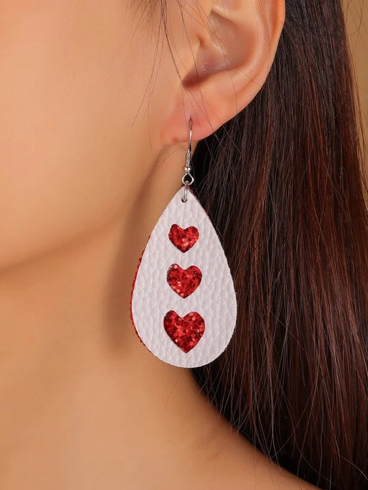 Double Layer Heart Peekaboo Leather Style Earrings