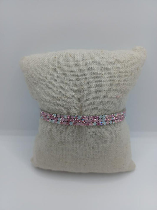 Pink Rhinestone Bracelet Set