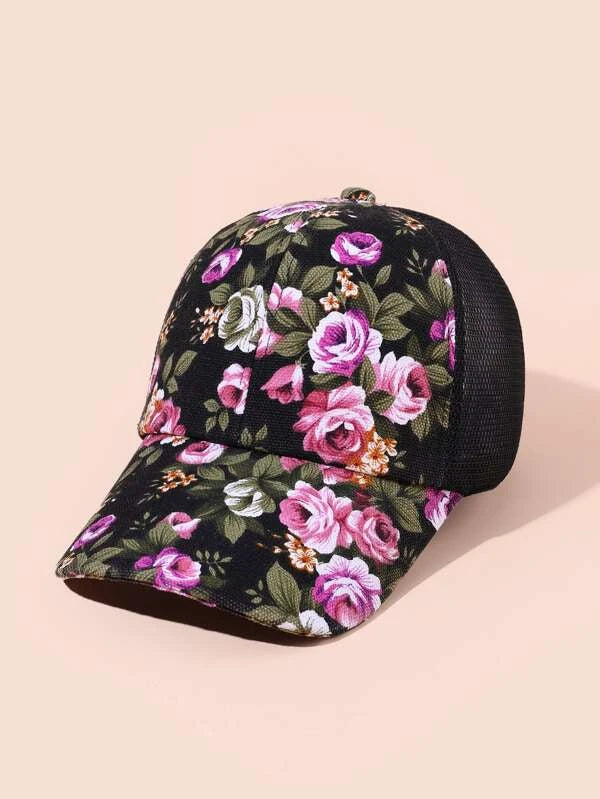 Black Floral Hat