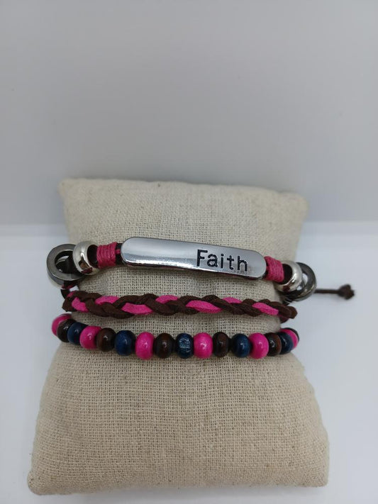 Faith Pink & Brown Bracelet