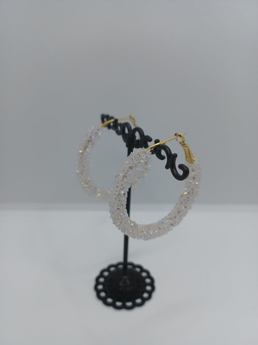 White Druzy Hoop Earrings