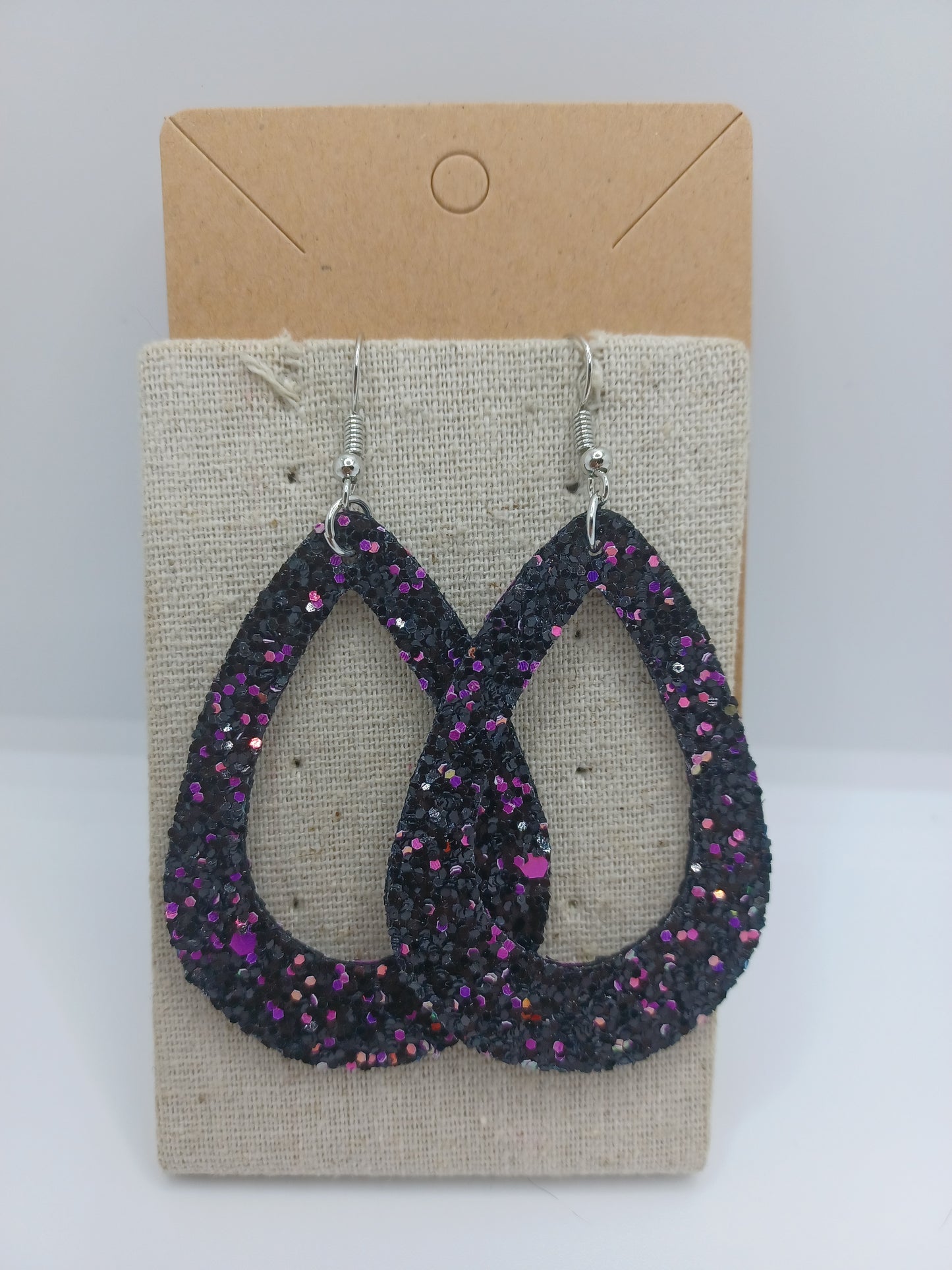 Black w/ Purple Glitter Earrings