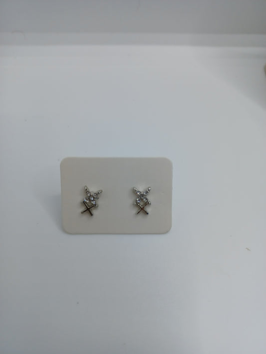 Silver Double X Earrings