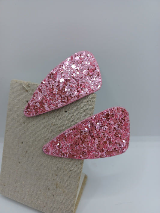 Pink Glitter Barrette Set