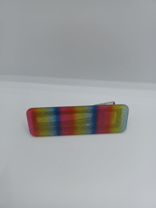 Pink/Blue/Silver Rainbow Acrylic Hair Clip