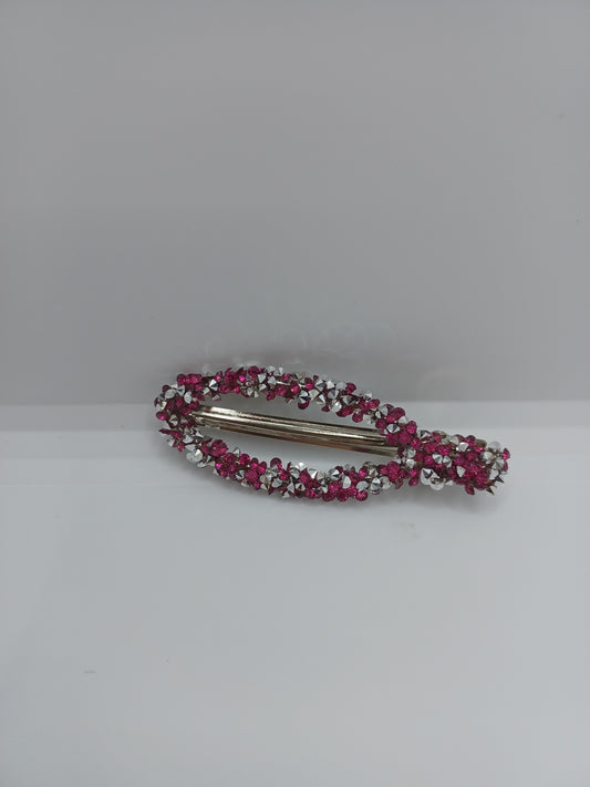 Pink/Silver Druzy Hair Clip