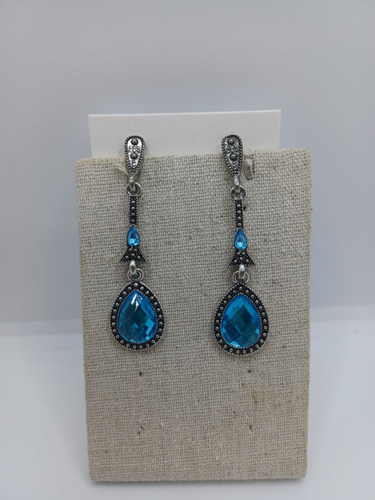 Blue Rhinestone Drop Earring