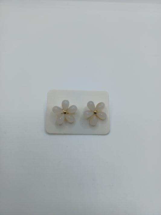 White Flower Post Earrings