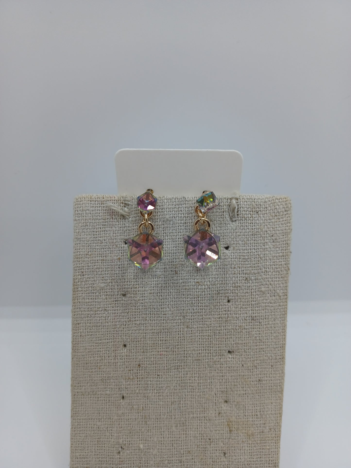 Purple/Green Cube Style Earrings