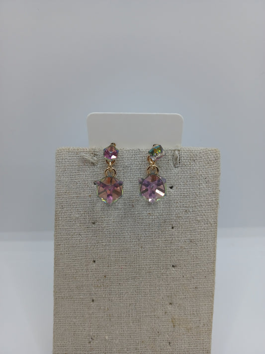 Purple/Green Cube Style Earrings