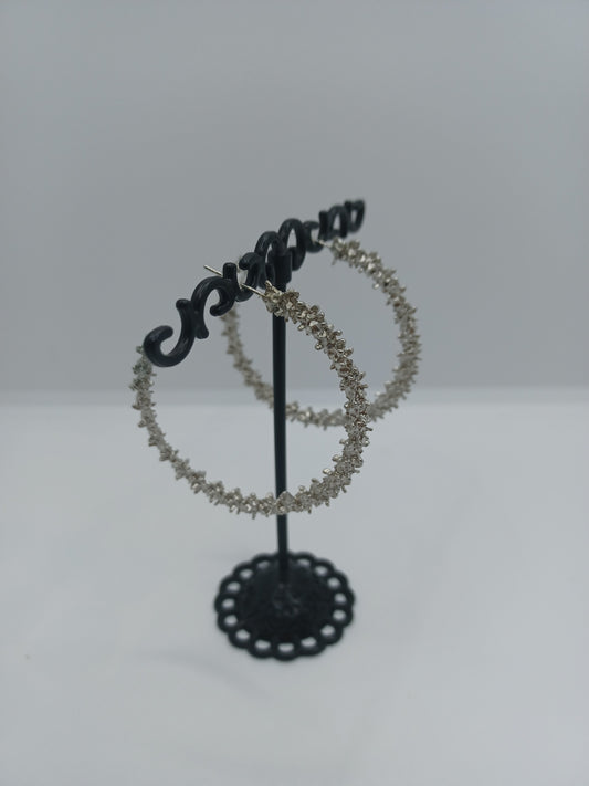 Silver Textured Hoop Earrings
