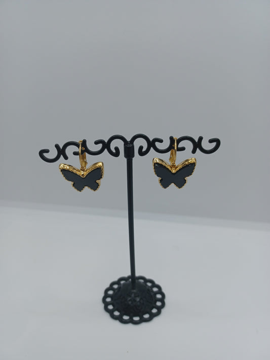 Black Butterfly Hoop Earrings