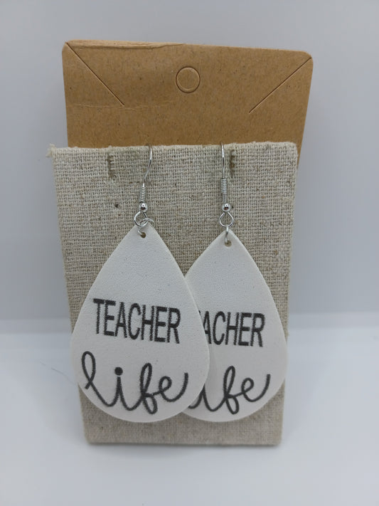 Teacher Life Leather Style Earrings