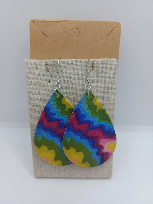Green, Blue, Purple Tye Dye Earrings