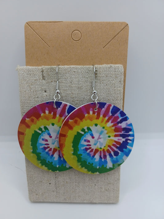 Circle Shaped Tye Dye Earrings