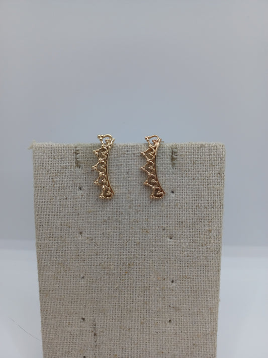 Gold Heart Ear Crawler Earrings