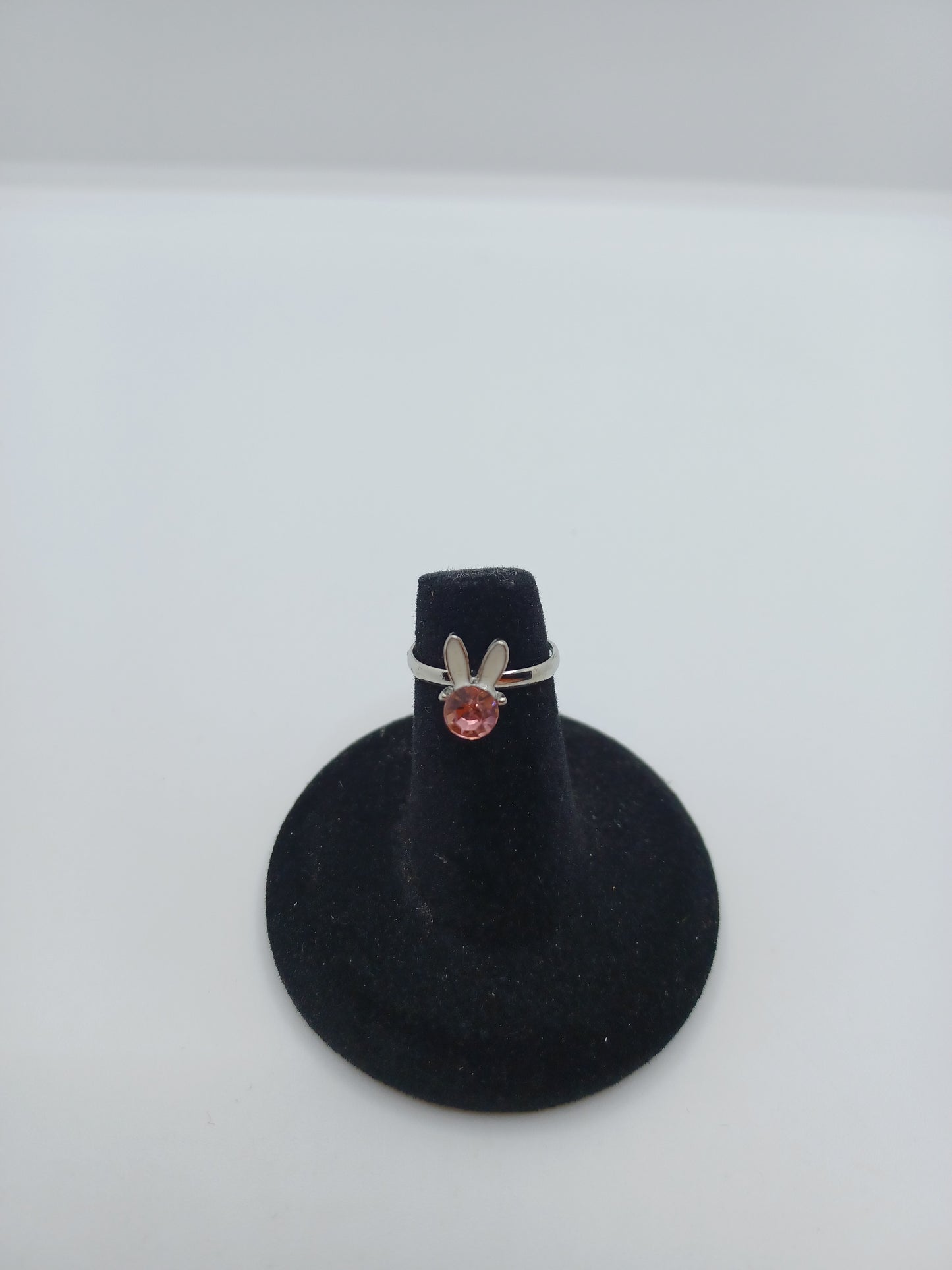 Pink Rhinestone Adjustable Bunny Ring