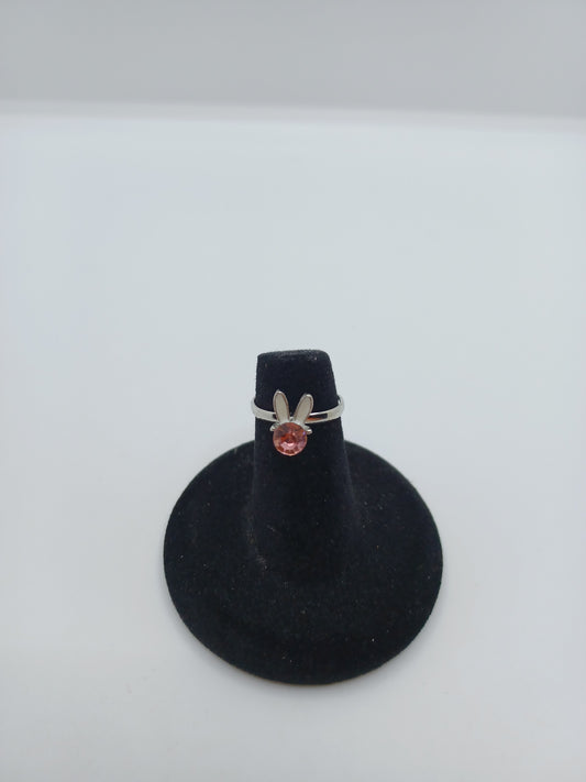 Pink Rhinestone Adjustable Bunny Ring