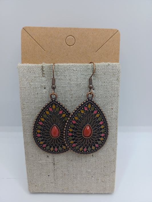 Copper w/ Coral Detail Earrings