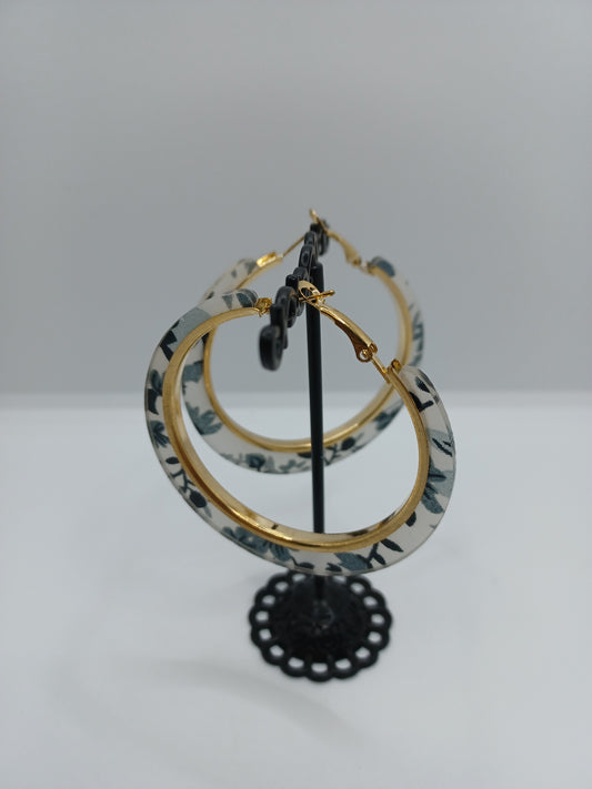 Black and White Patterned Acrylic Hoop Earrings