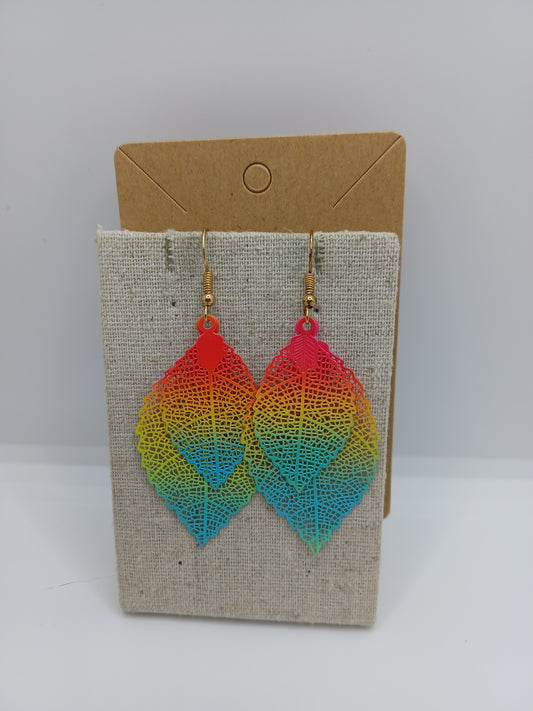 Rainbow Leaf Earrings