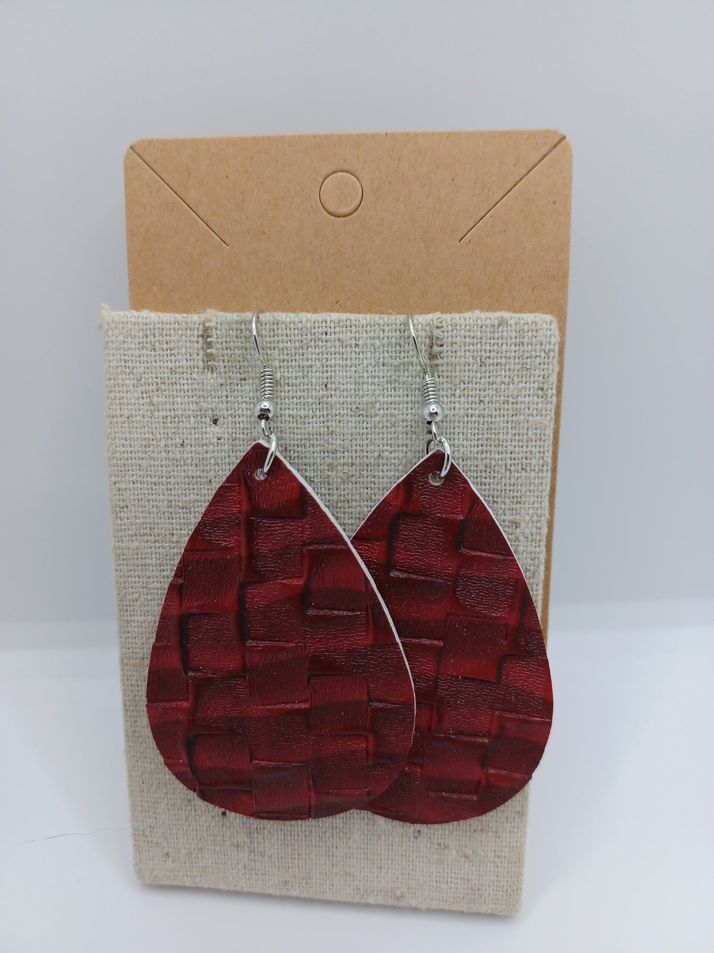 Basket Weave Leather Style Earrings