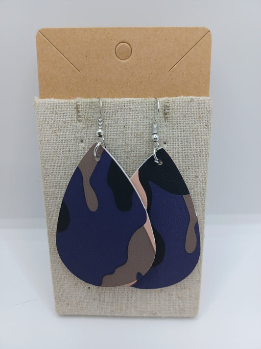 Purple, Grey, Black, and Peach Camo Earrings
