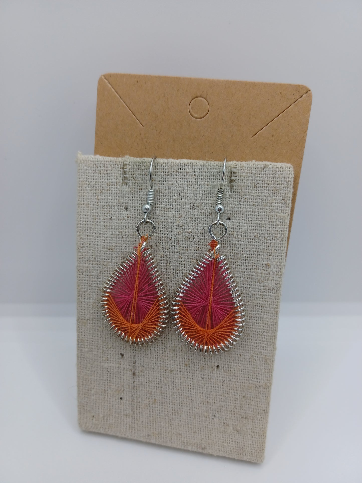 Dainty Pink & Orange Threaded Earrings