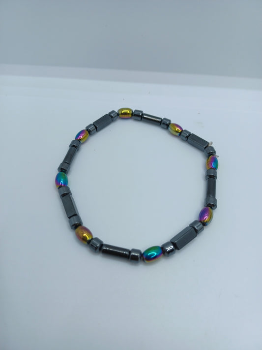 Black w/ Oil Spill Beaded Bracelet