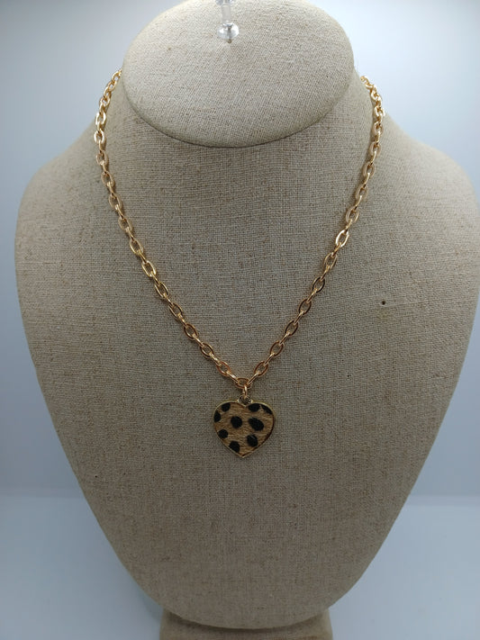 Leopard Print Heart Necklace