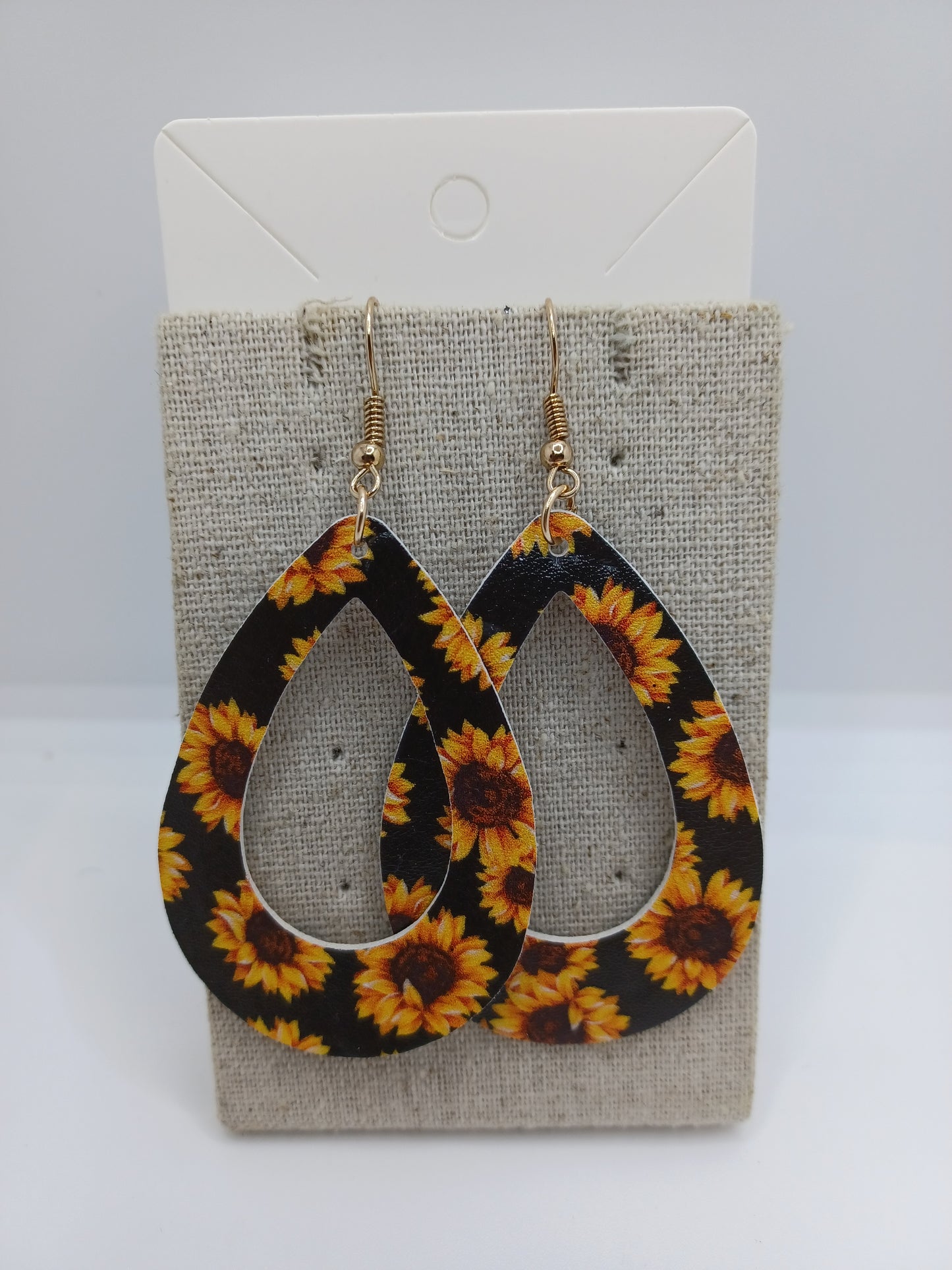 Sunflower Cutout Leather Style Earrings
