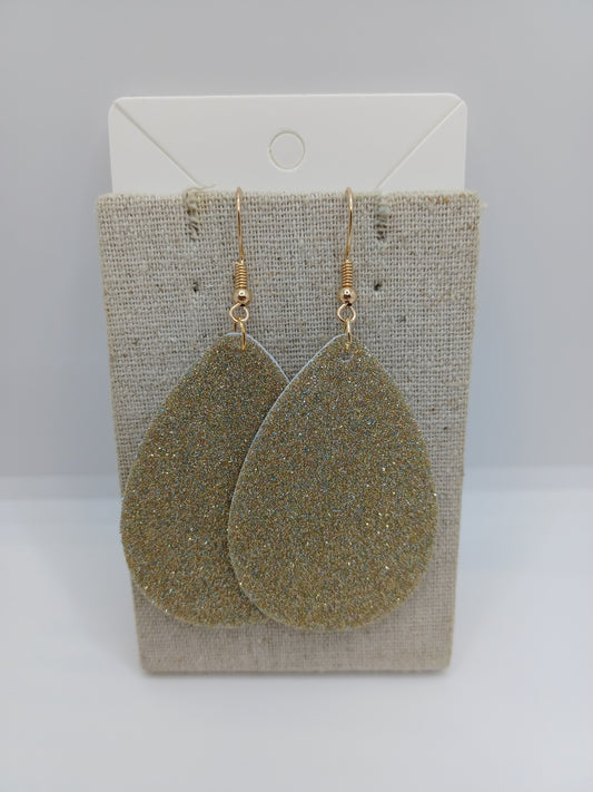 Gold Glitter Leather Style Earrings