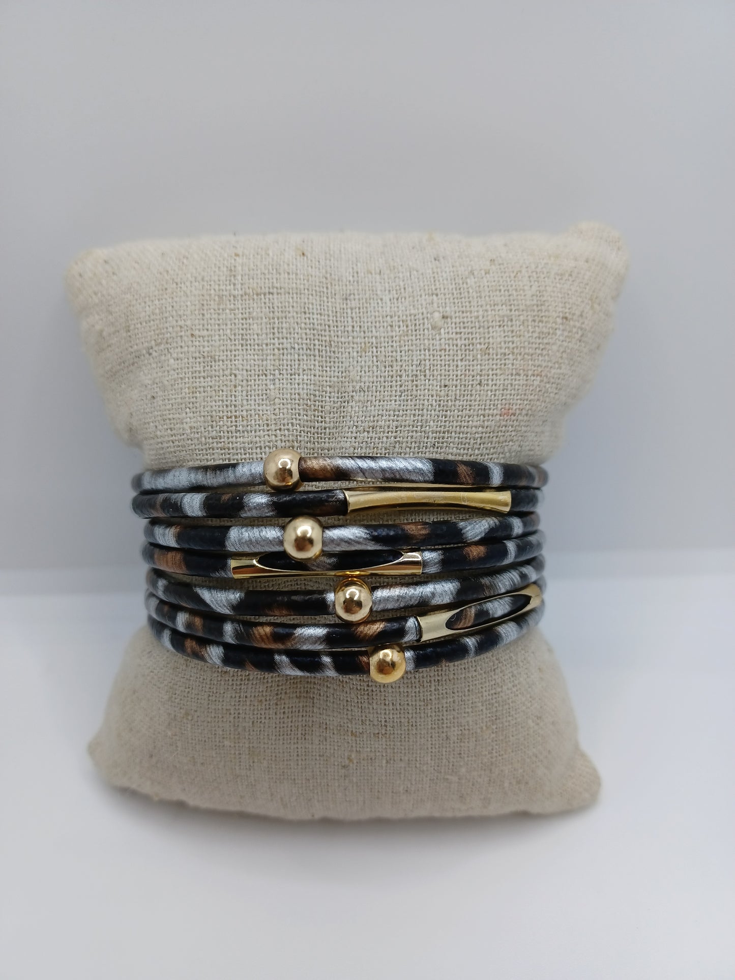 Grey Leopard Leather Style Bracelet