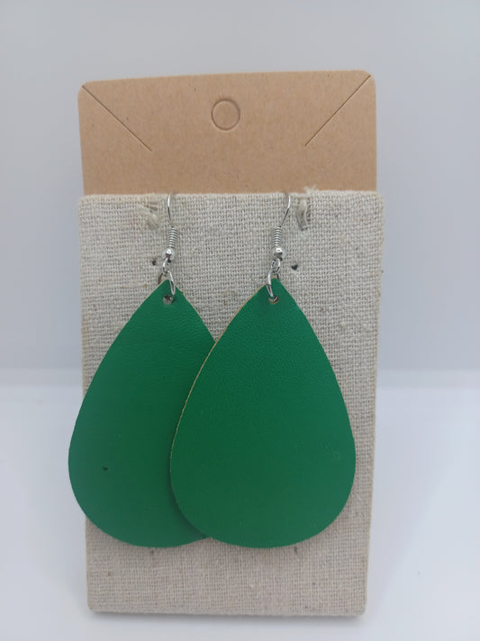 Green Leather Style Earrings