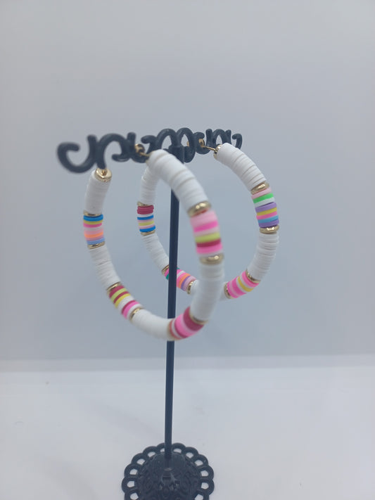 White Post Back Style Hoop Earrings