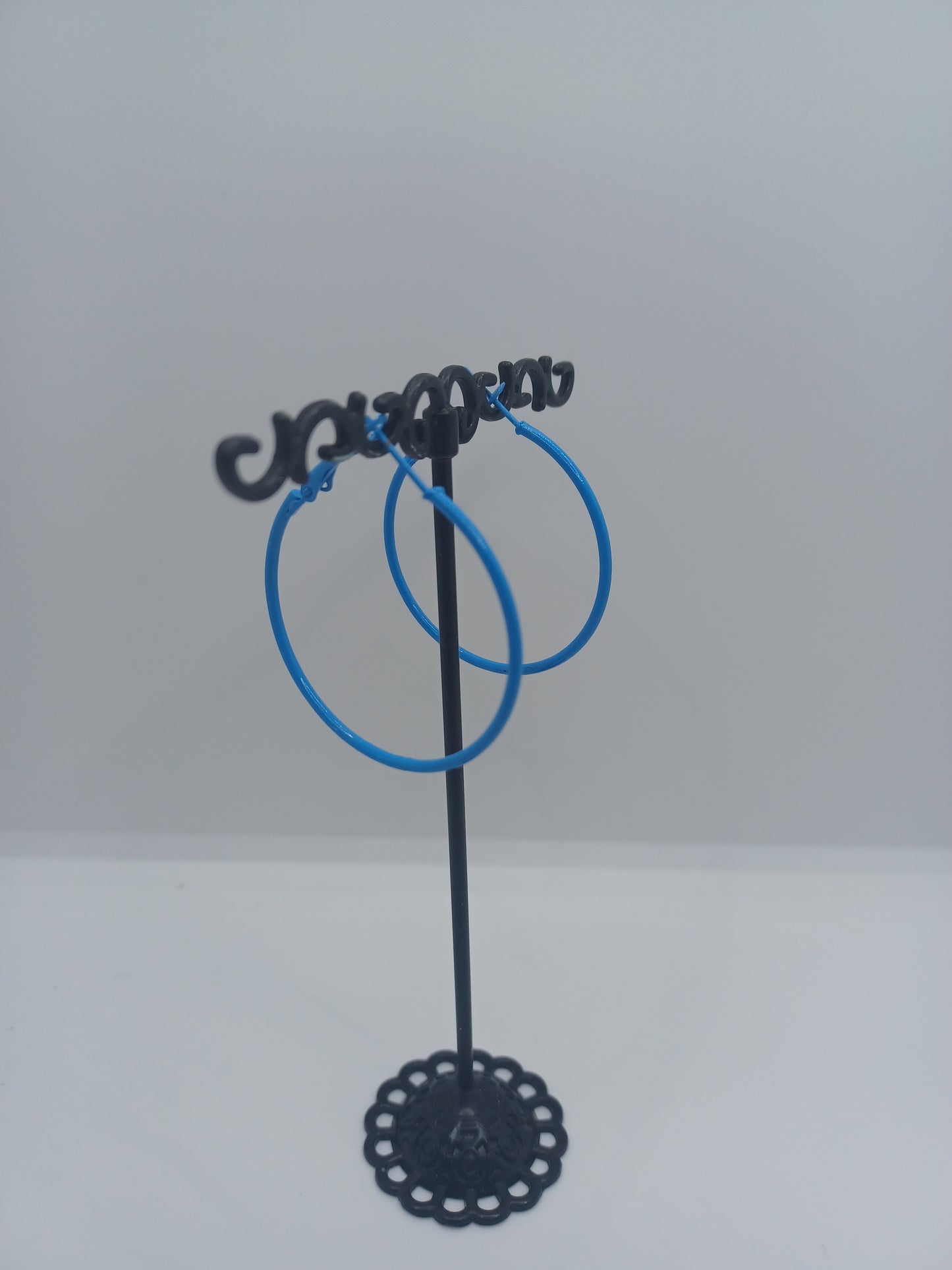 Blue Closed Style Hoop Earrings