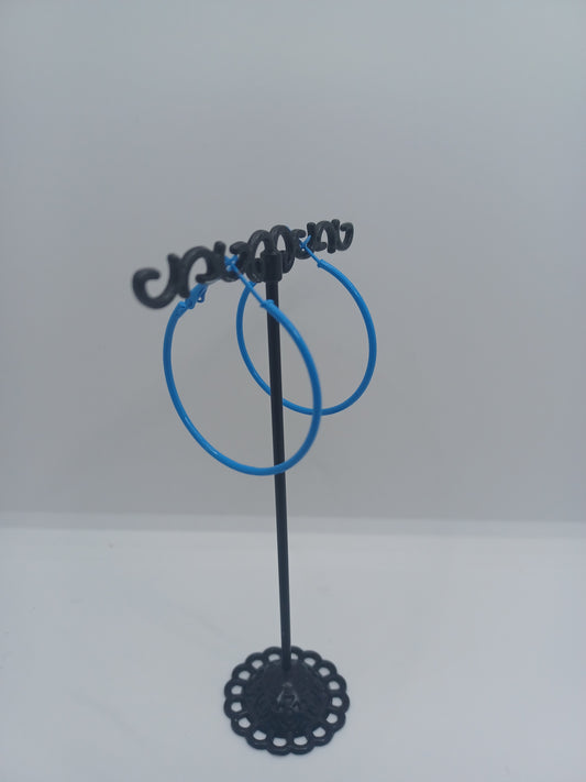Blue Closed Style Hoop Earrings