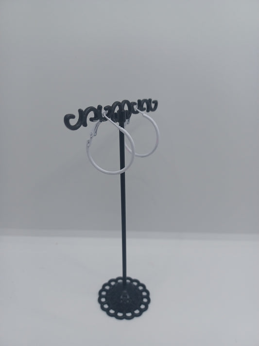 White Closed Style Hoop Earrings