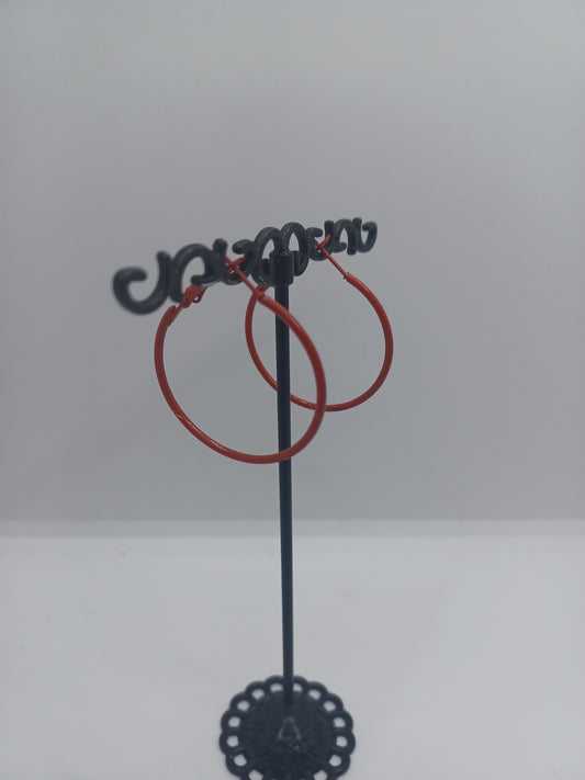 Red Closed Style Hoop Earrings