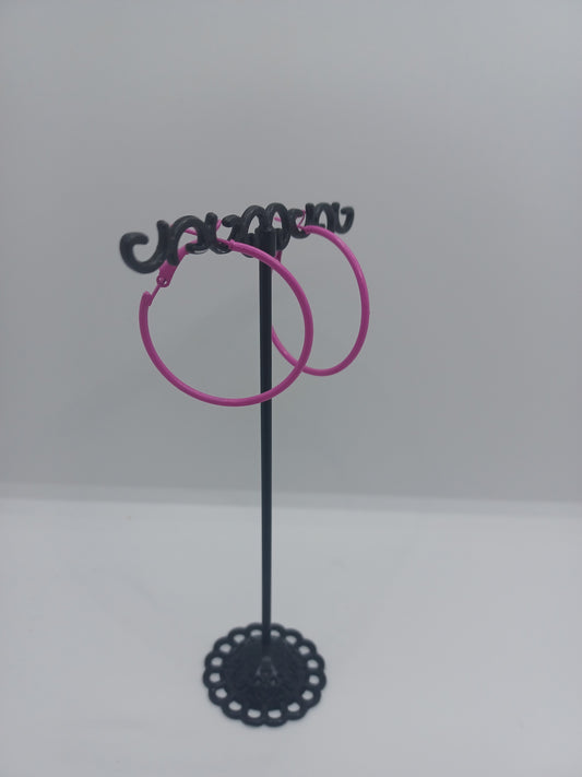 Hot Pink Closed Style Hoop Earrings