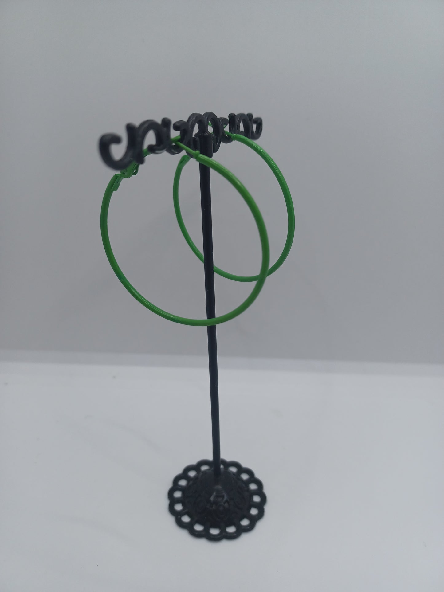 Green Closed Style Hoop Earrings