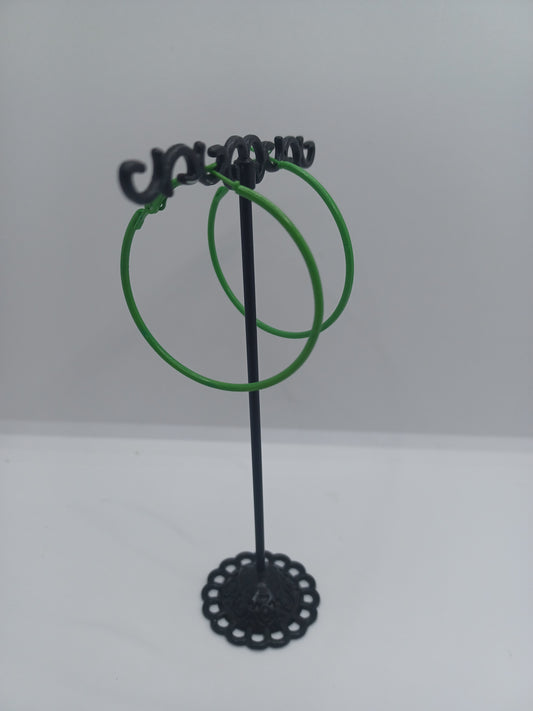 Green Closed Style Hoop Earrings