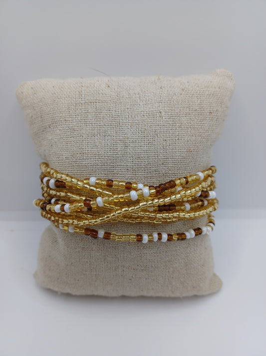 Champagne & Gold Seed Bead Bracelet