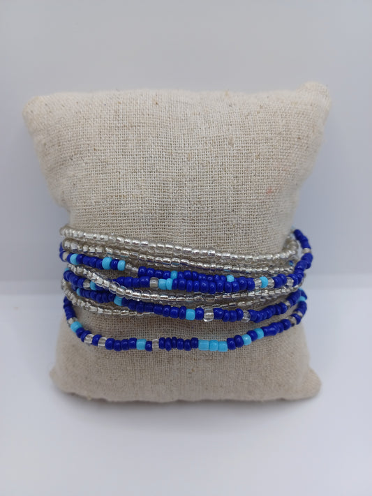 Blue & Silver Seed Bead Bracelet.
