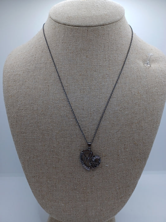 Gunmetal Mom Heart Necklace
