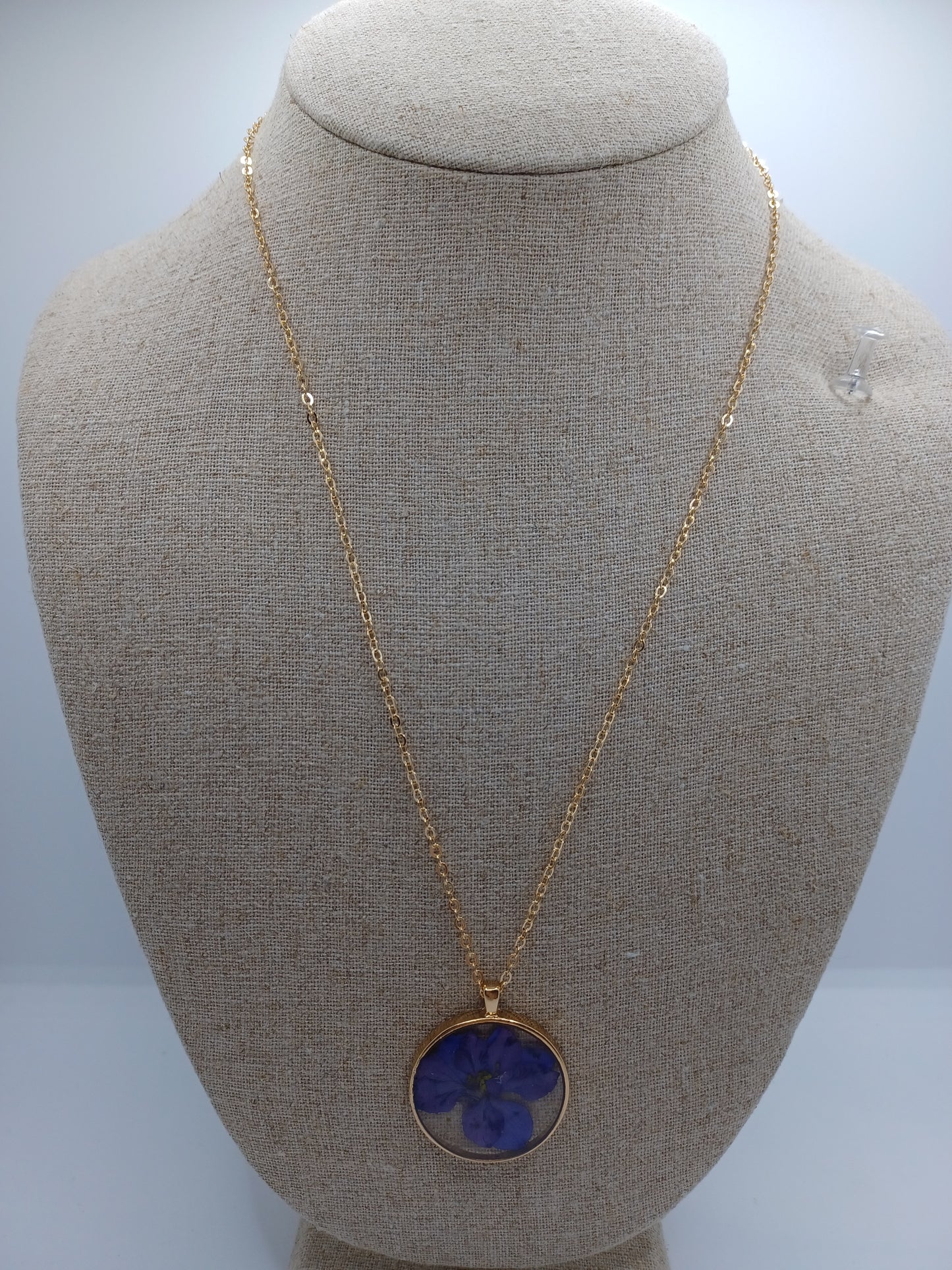 Purple Pressed Flower Necklace