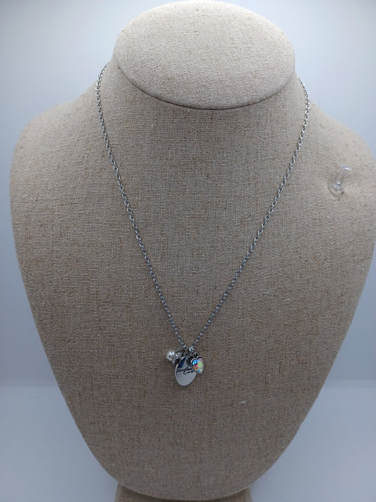 Silver "Do All Things w/ Love" Necklace w/ Mermaid Star Charm